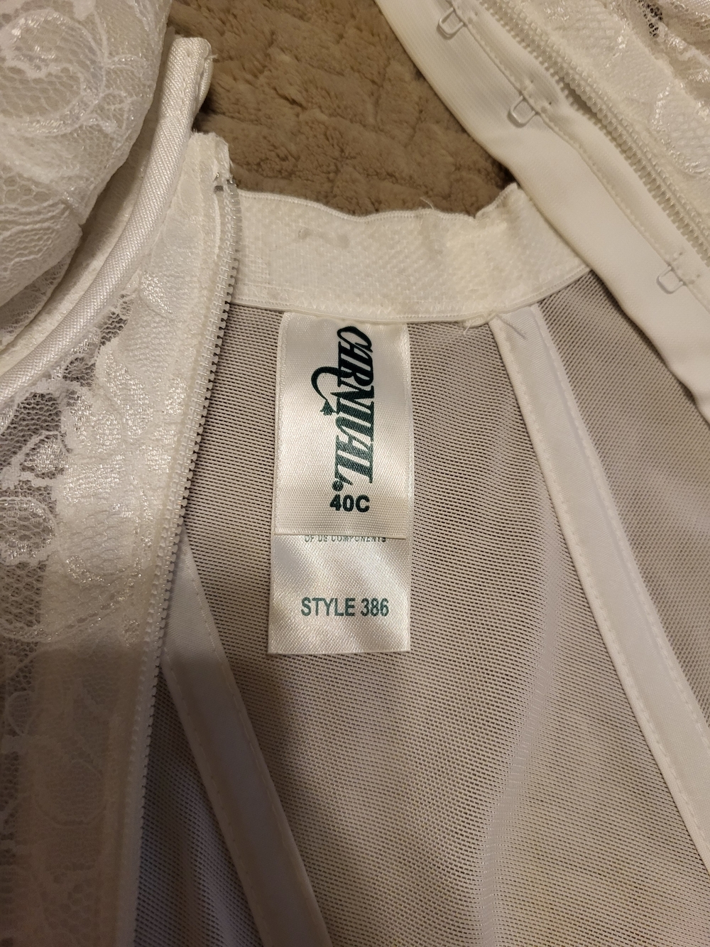 WHITE Lace Bustier with Front Zipper - Women's Intimates - Picture 6 of 6
